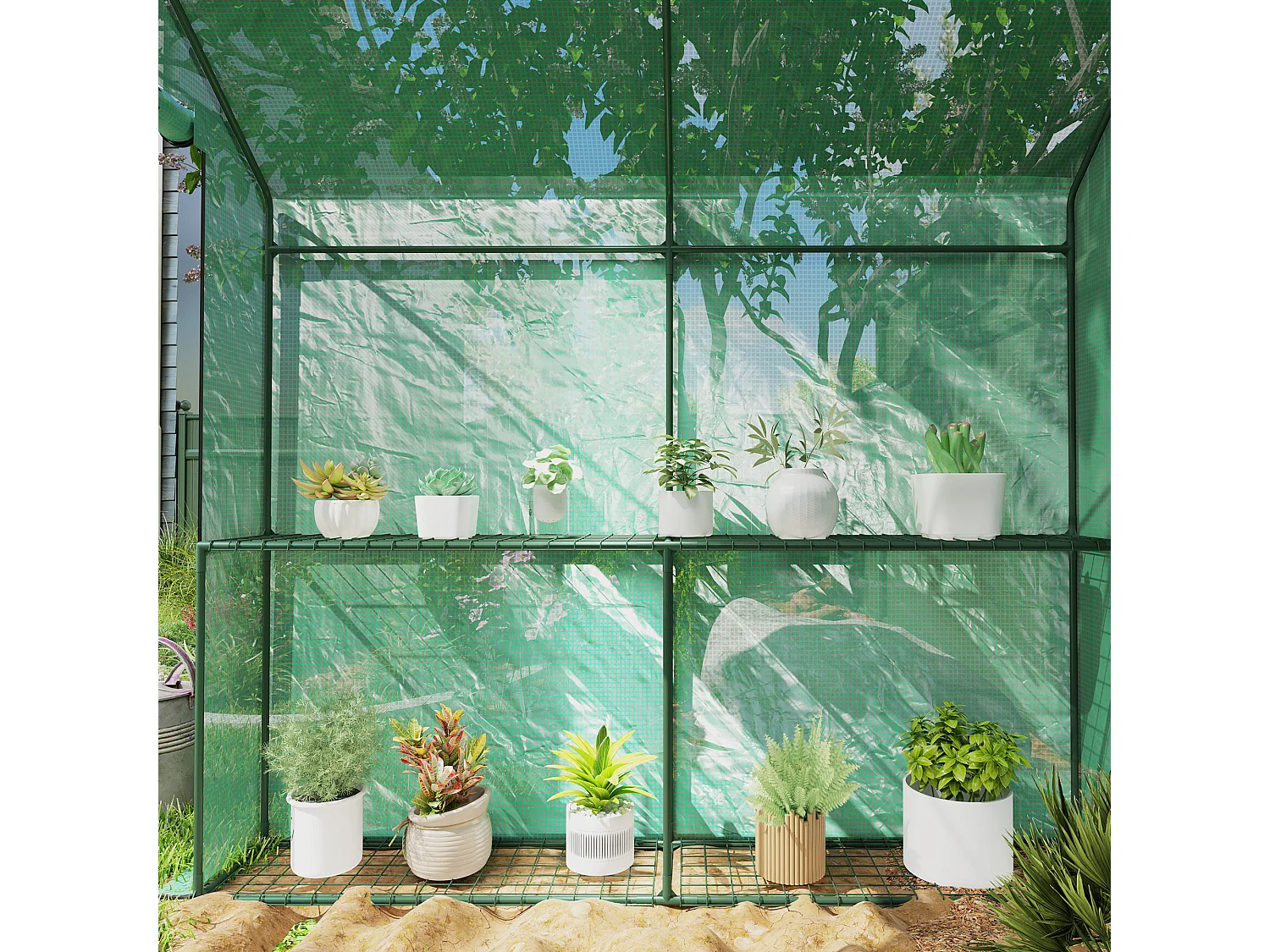 Outsunny Walk in Greenhouse w/Shelves Steeple Grow House 120 x 186 x 190 cm