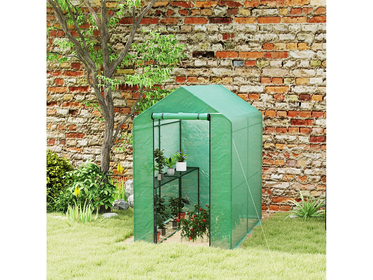 Outsunny Walk in Greenhouse w/Shelves Steeple Grow House 120 x 186 x 190 cm