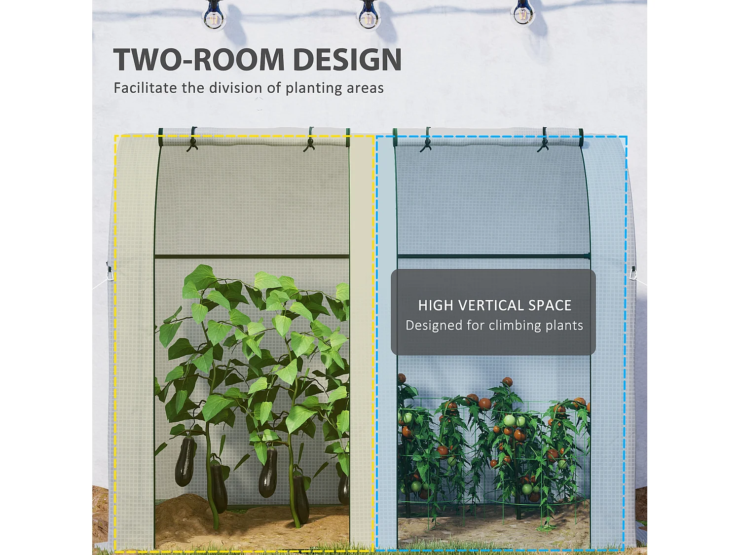 Outsunny Tomato Greenhouse with 2 Roll-up Doors, 185 x 94 x 150cm, White