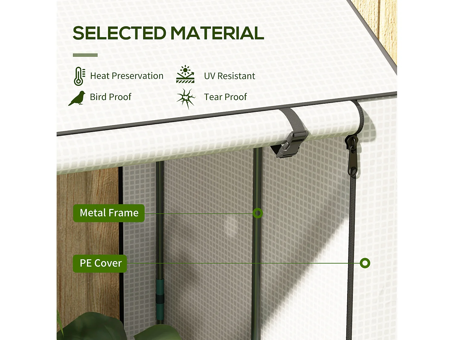 Outsunny Mini Greenhouse with Shelves and Roll Up Door, 100x80x150cm, White