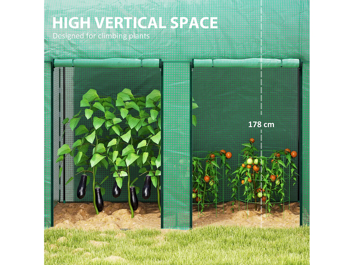 Outsunny 200 x 100 x 178cm Small Tomato Greenhouse with Roll-up Zipped Doors