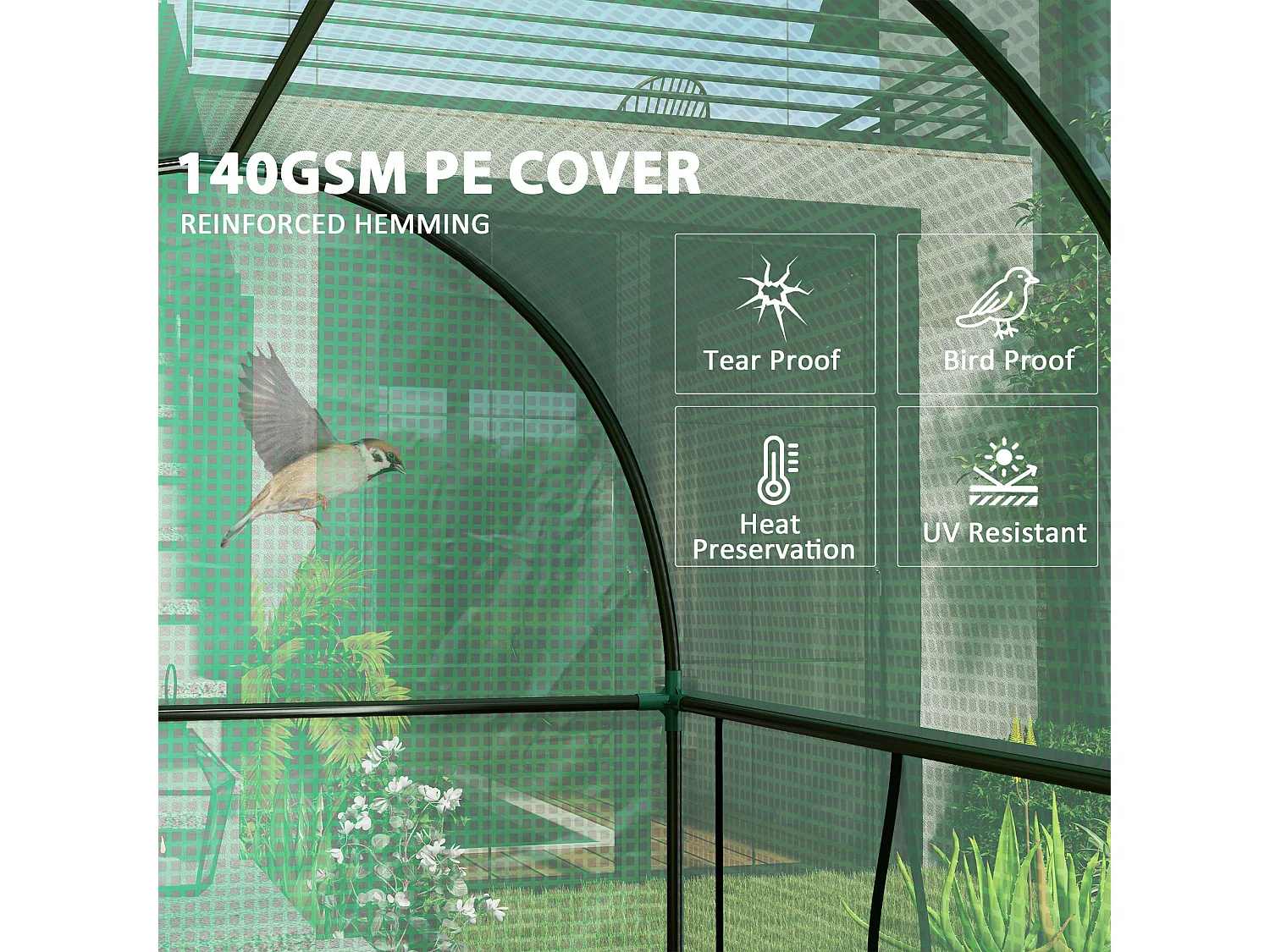 Outsunny 200 x 100 x 178cm Small Tomato Greenhouse with Roll-up Zipped Doors