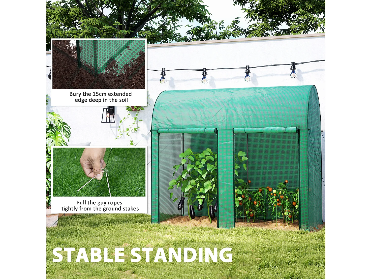 Outsunny 200 x 100 x 178cm Small Tomato Greenhouse with Roll-up Zipped Doors