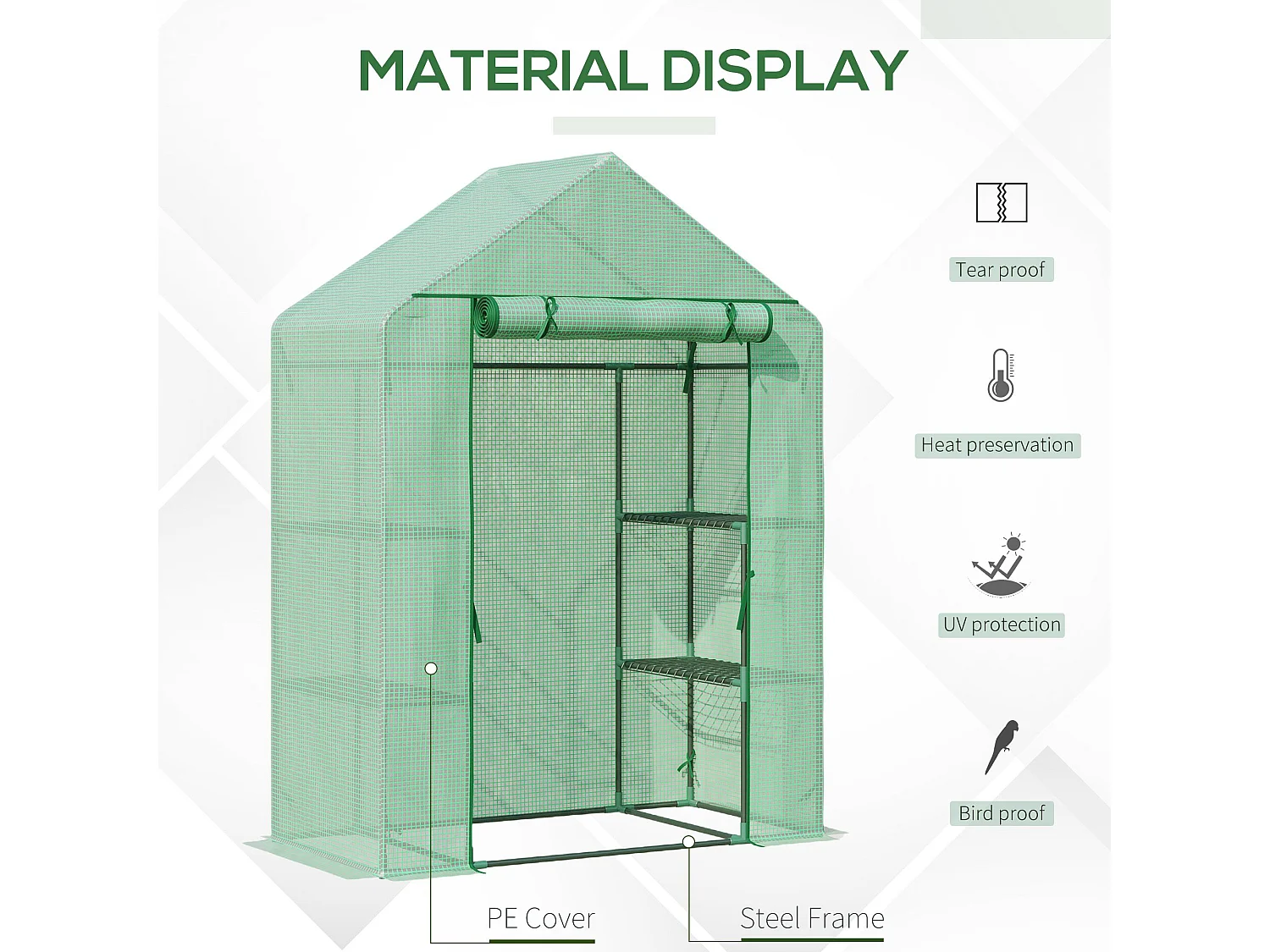 Outsunny Greenhouse for Outdoor Portable Gardening Plant Grow House Green