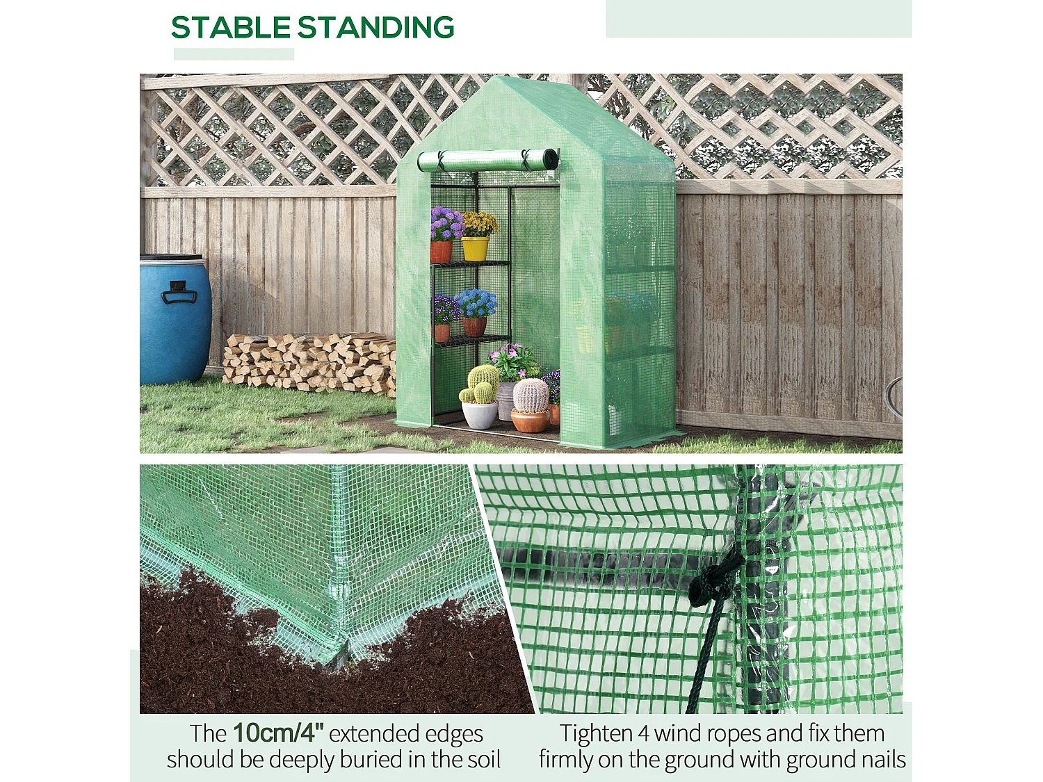 Outsunny Greenhouse for Outdoor Portable Gardening Plant Grow House Green