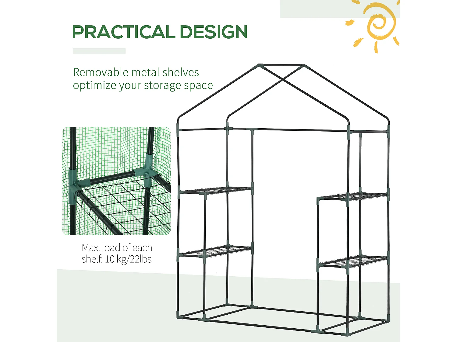 Outsunny Greenhouse for Outdoor Portable Gardening Plant Grow House Green
