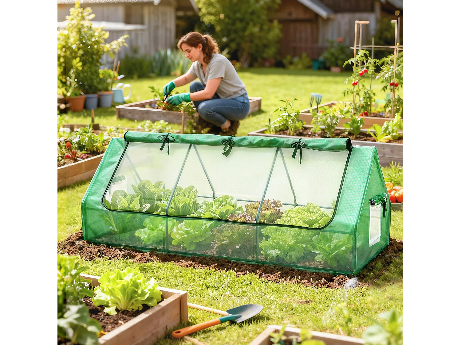 Outsunny Portable Small Polytunnel with Mesh Windows, 240x90x90cm