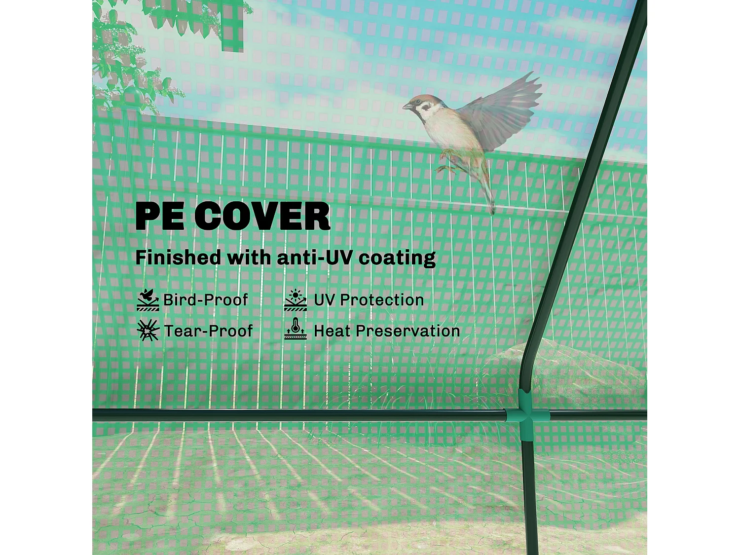 Outsunny Portable Small Polytunnel with Mesh Windows, 240x90x90cm