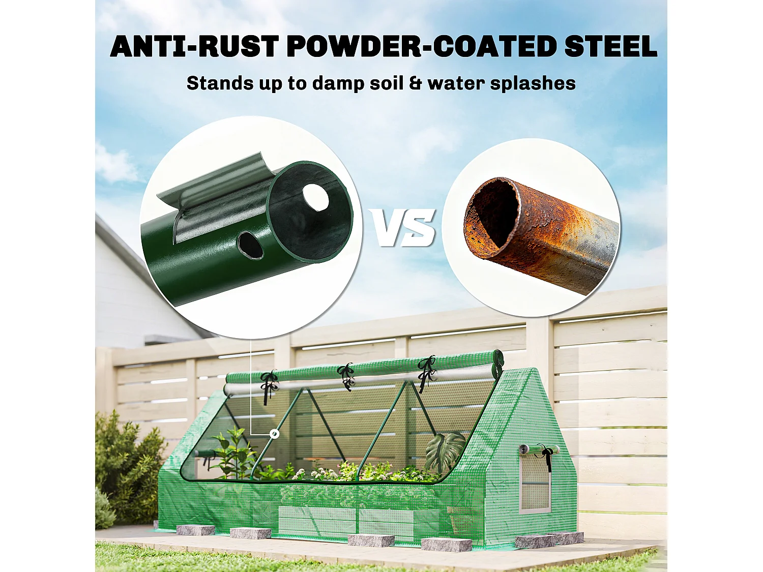 Outsunny Portable Small Polytunnel with Mesh Windows, 240x90x90cm