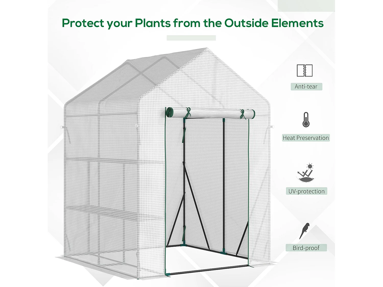 Outsunny Greenhouse for Outdoor, Portable Gardening Plant Grow House w/ Shelf