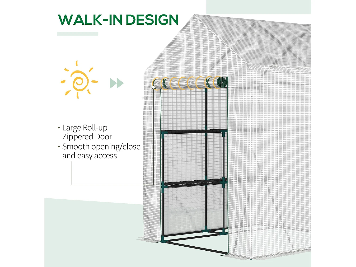 Outsunny Greenhouse for Outdoor, Portable Gardening Plant Grow House w/ Shelf