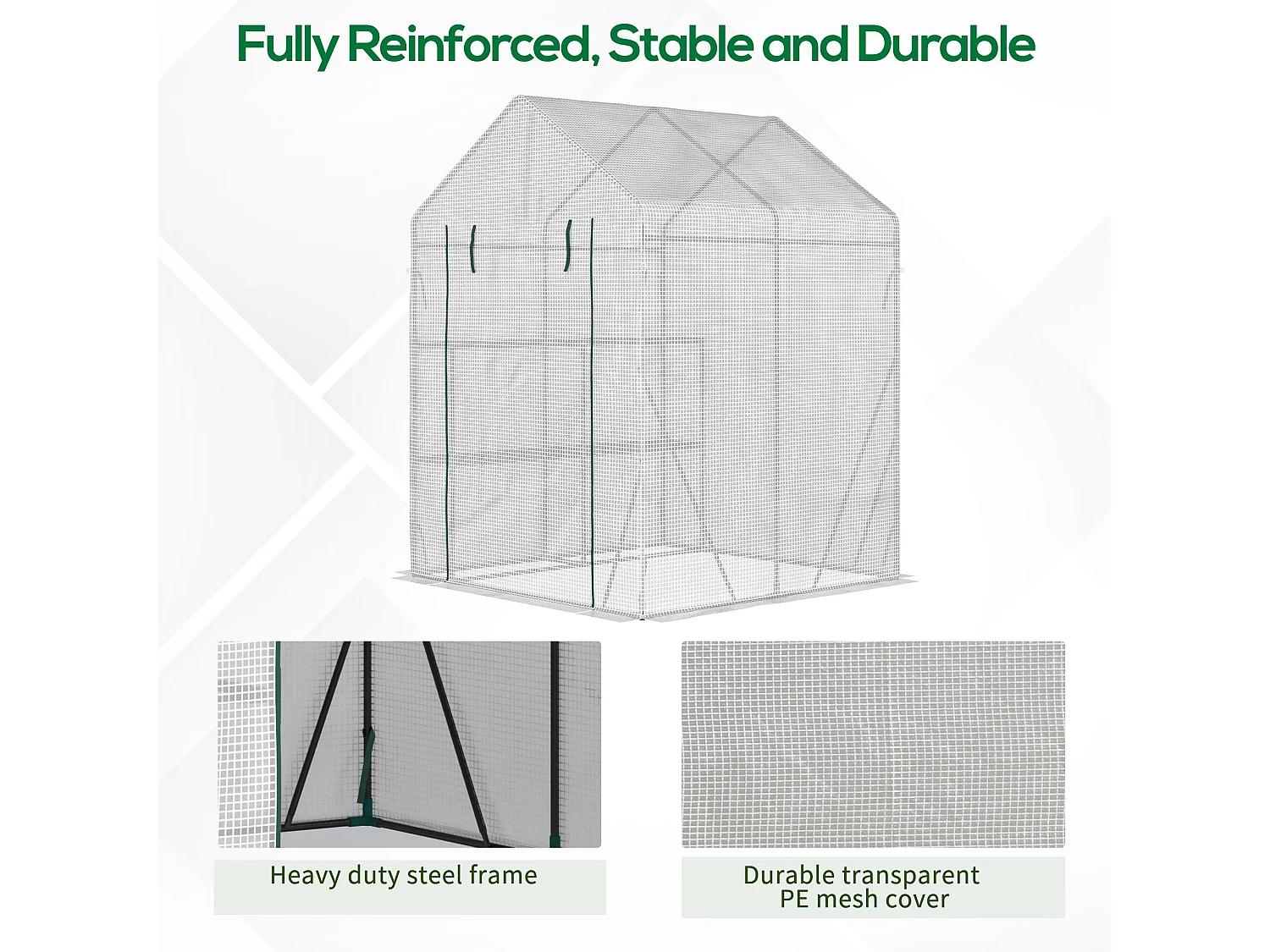 Outsunny Greenhouse for Outdoor, Portable Gardening Plant Grow House w/ Shelf
