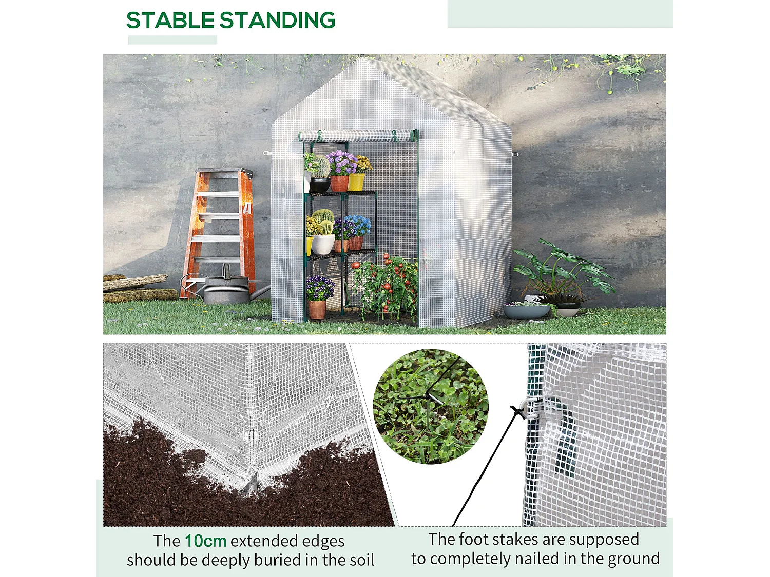 Outsunny Greenhouse for Outdoor, Portable Gardening Plant Grow House w/ Shelf