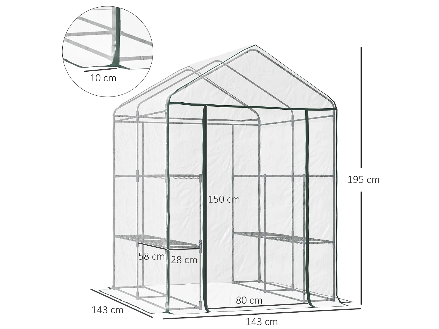 Outsunny Walk In Greenhouse Garden Clear PVC Frame Shelves Reinforced Plant Grow