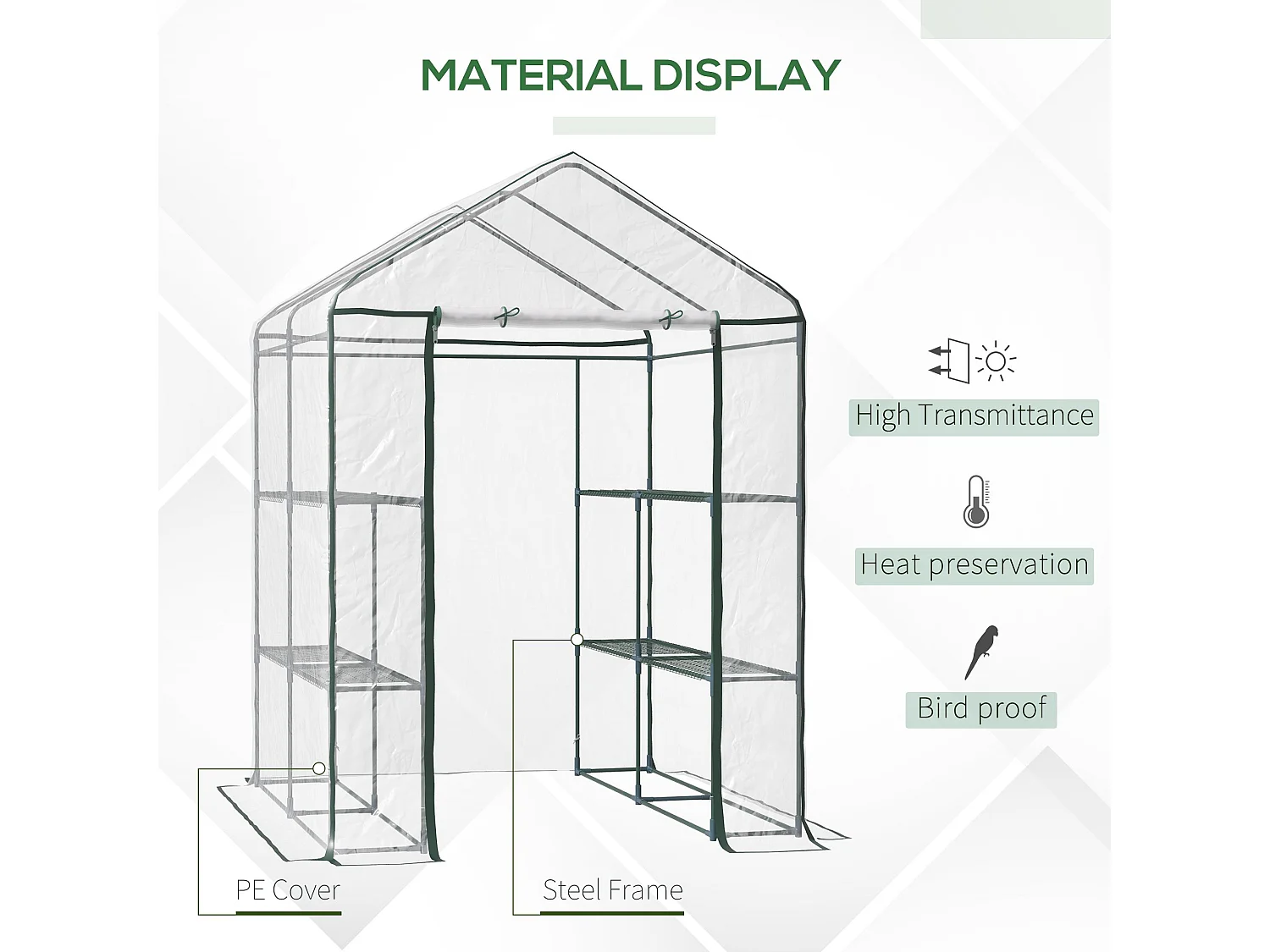 Outsunny Walk In Greenhouse Garden Clear PVC Frame Shelves Reinforced Plant Grow