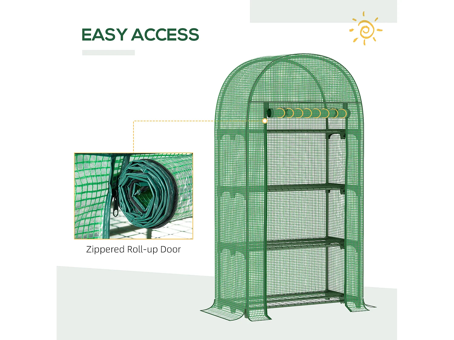 Outsunny 80 x 49 x 160cm Mini Greenhouse Portable Green House with Shelf Green