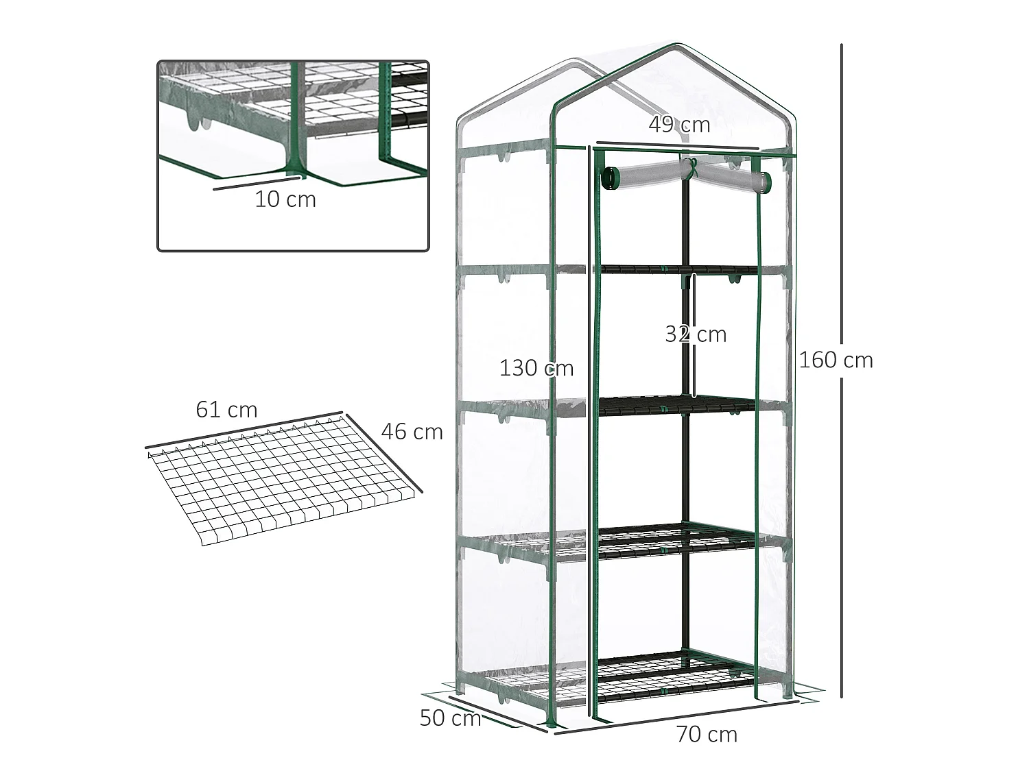 Outsunny Portable 4-Tier Mini Greenhouse Plant Grow House Shed w/ Cover