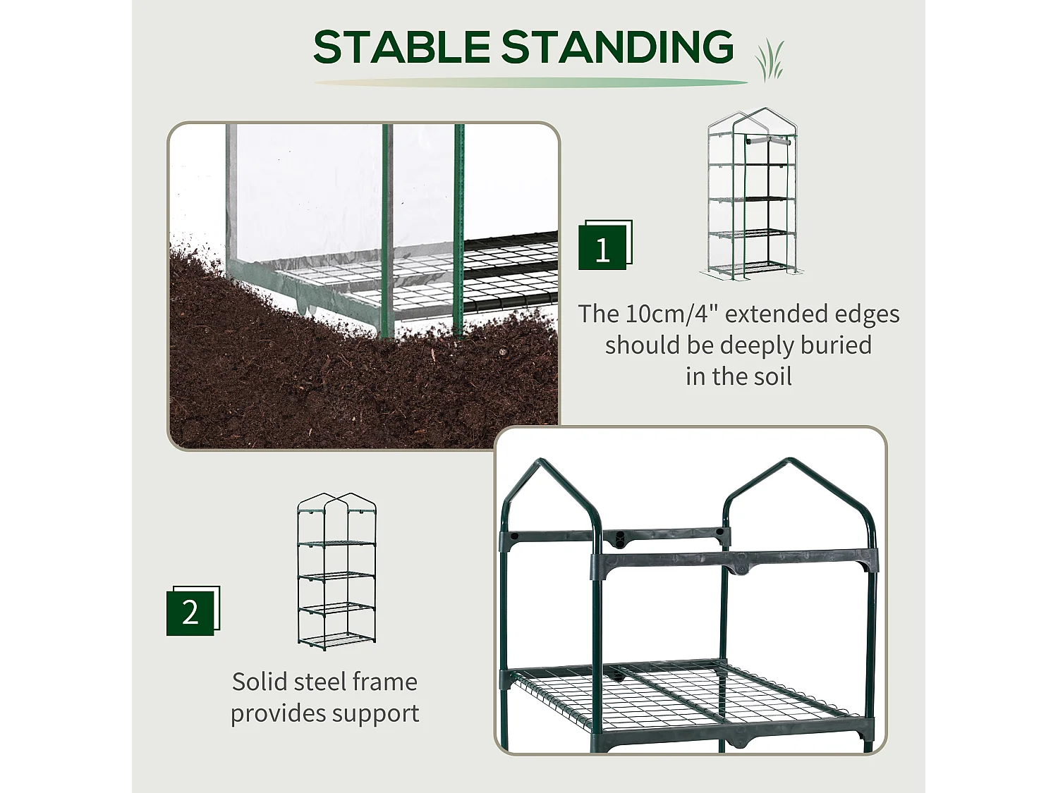 Outsunny Portable 4-Tier Mini Greenhouse Plant Grow House Shed w/ Cover