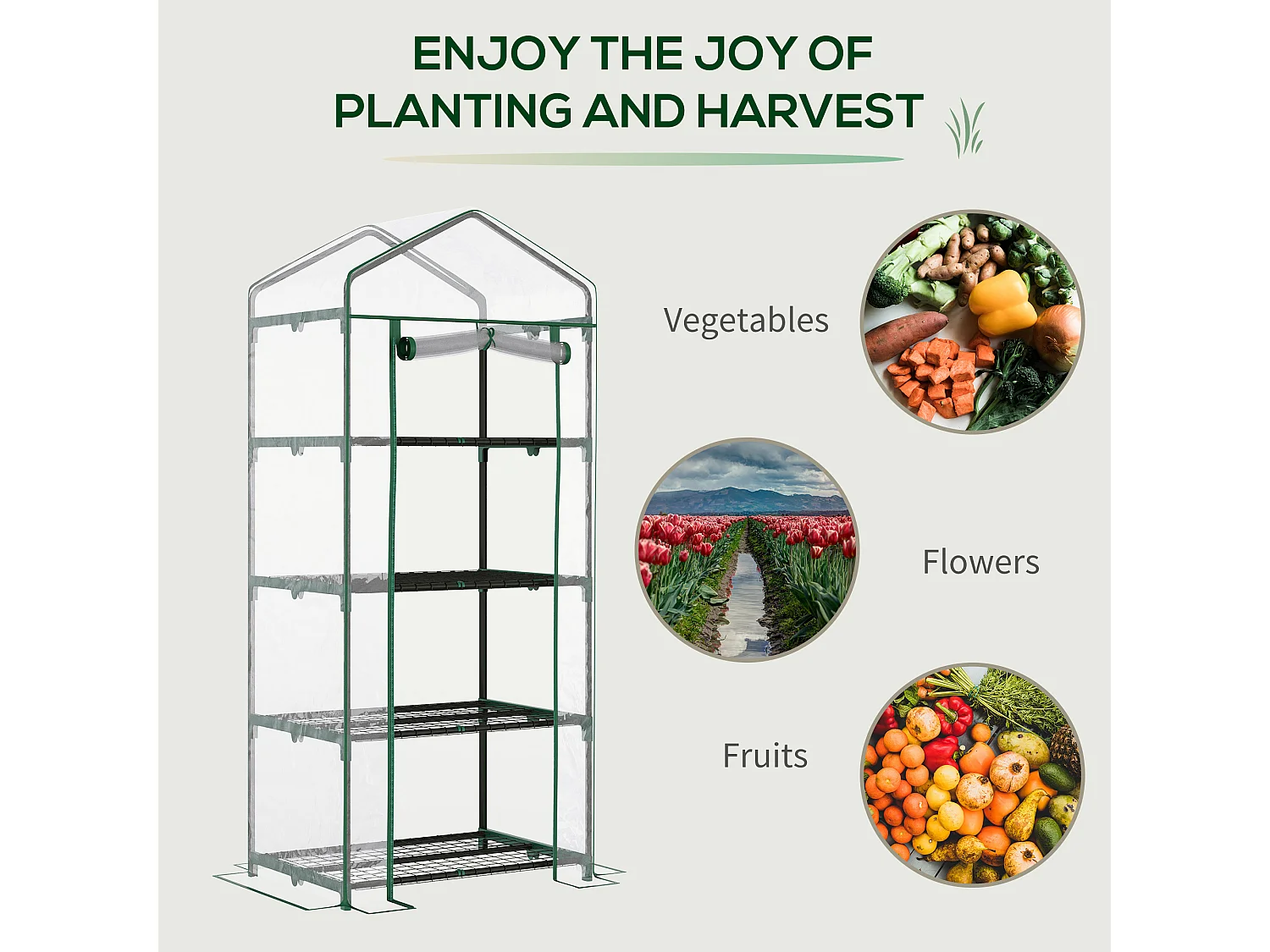 Outsunny Portable 4-Tier Mini Greenhouse Plant Grow House Shed w/ Cover