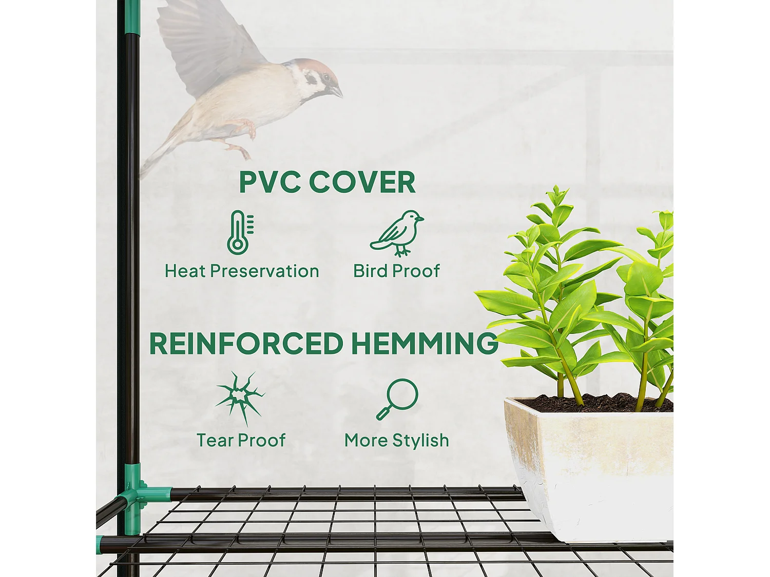 Outsunny 5 Tier Mini Greenhouse Grow House w/ Roll Up Door, Green