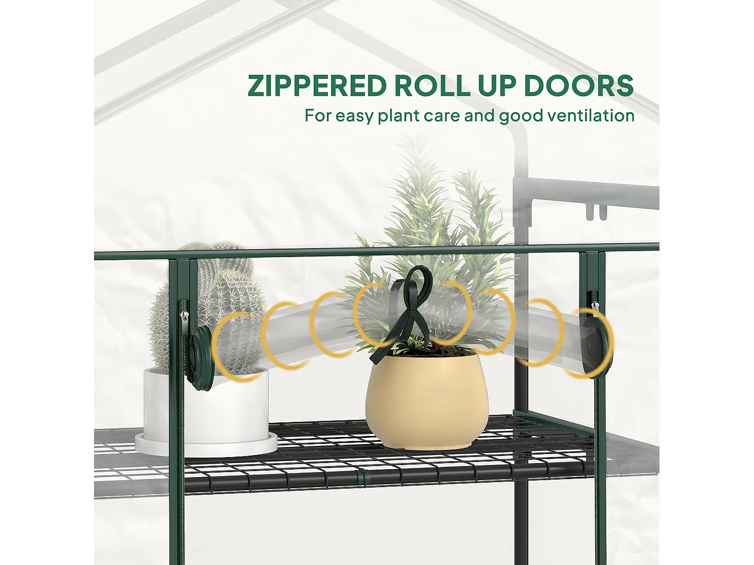 Outsunny 5 Tier Mini Greenhouse Grow House w/ Roll Up Door, Green