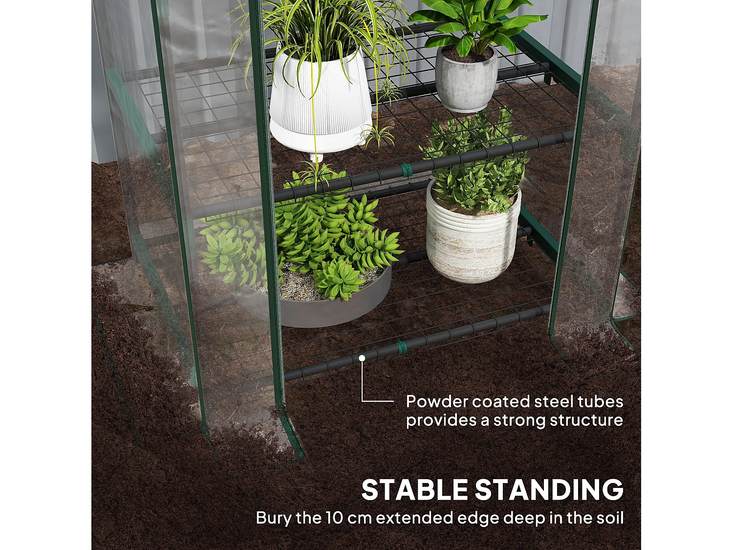 Outsunny 5 Tier Mini Greenhouse Grow House w/ Roll Up Door, Green