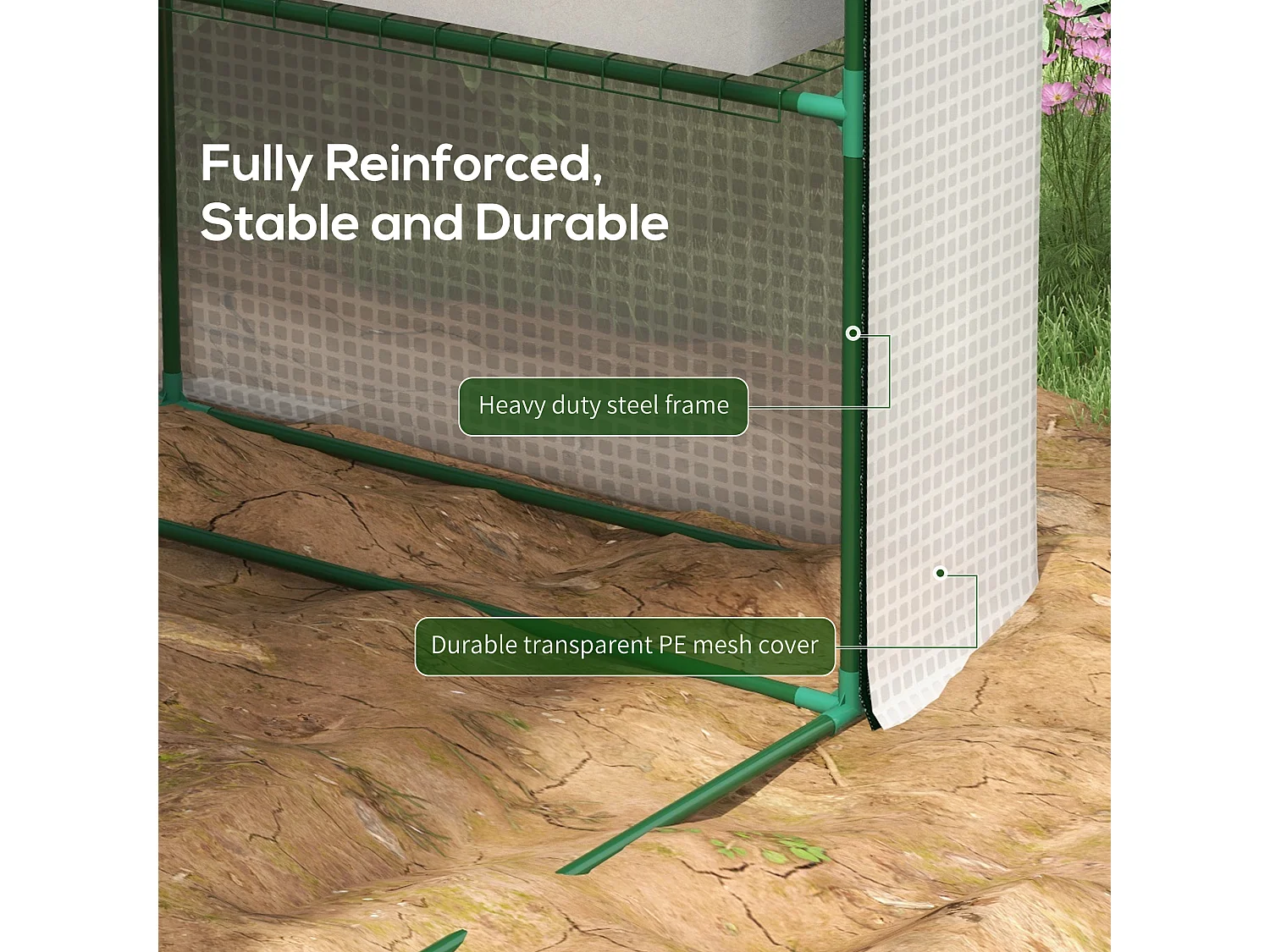 Outsunny Walk-in Garden Greenhouse Shelves Polytunnel Steeple Grow House