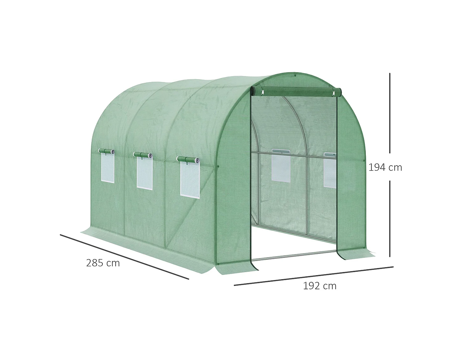 Outsunny Polytunnel Walk-in Garden Greenhouse with Zip Door and Windows 3 x 2M
