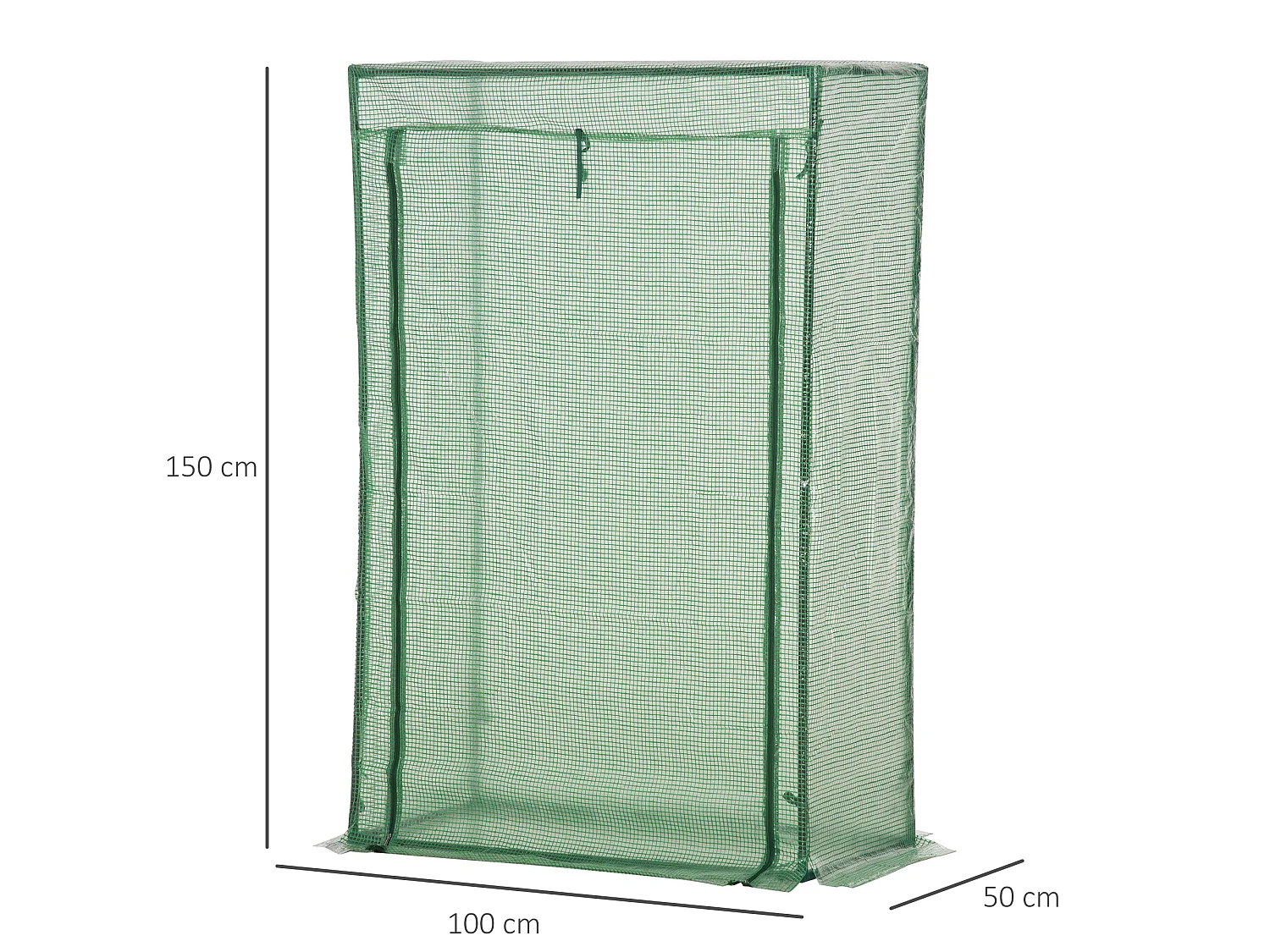 Outsunny 100 x 50 x 150cm Greenhouse w/ Zipper Roll-up Door Outdoor Green