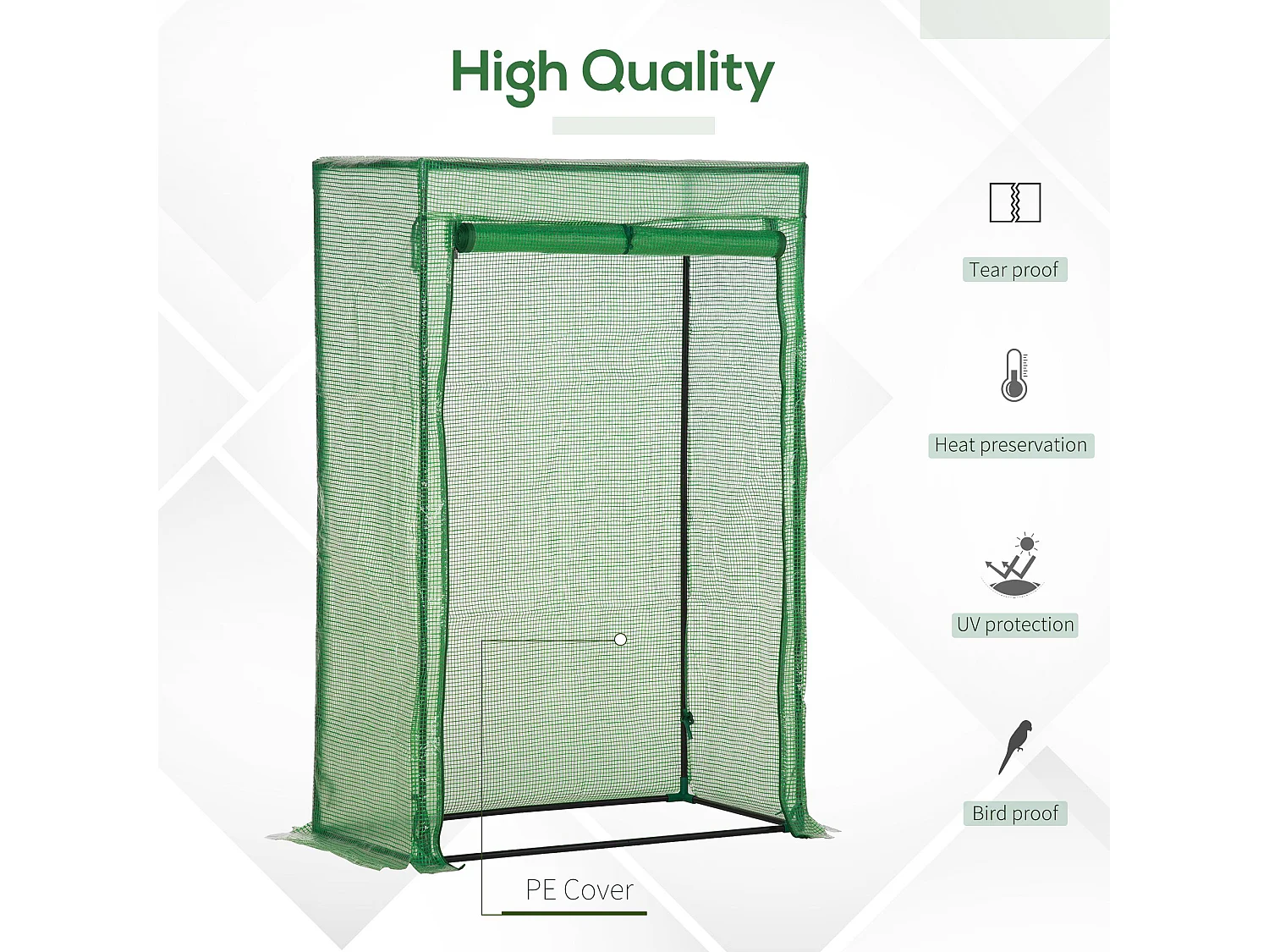 Outsunny 100 x 50 x 150cm Greenhouse w/ Zipper Roll-up Door Outdoor Green
