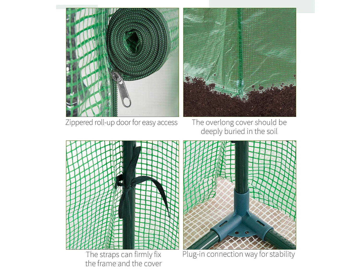 Outsunny 100 x 50 x 150cm Greenhouse w/ Zipper Roll-up Door Outdoor Green