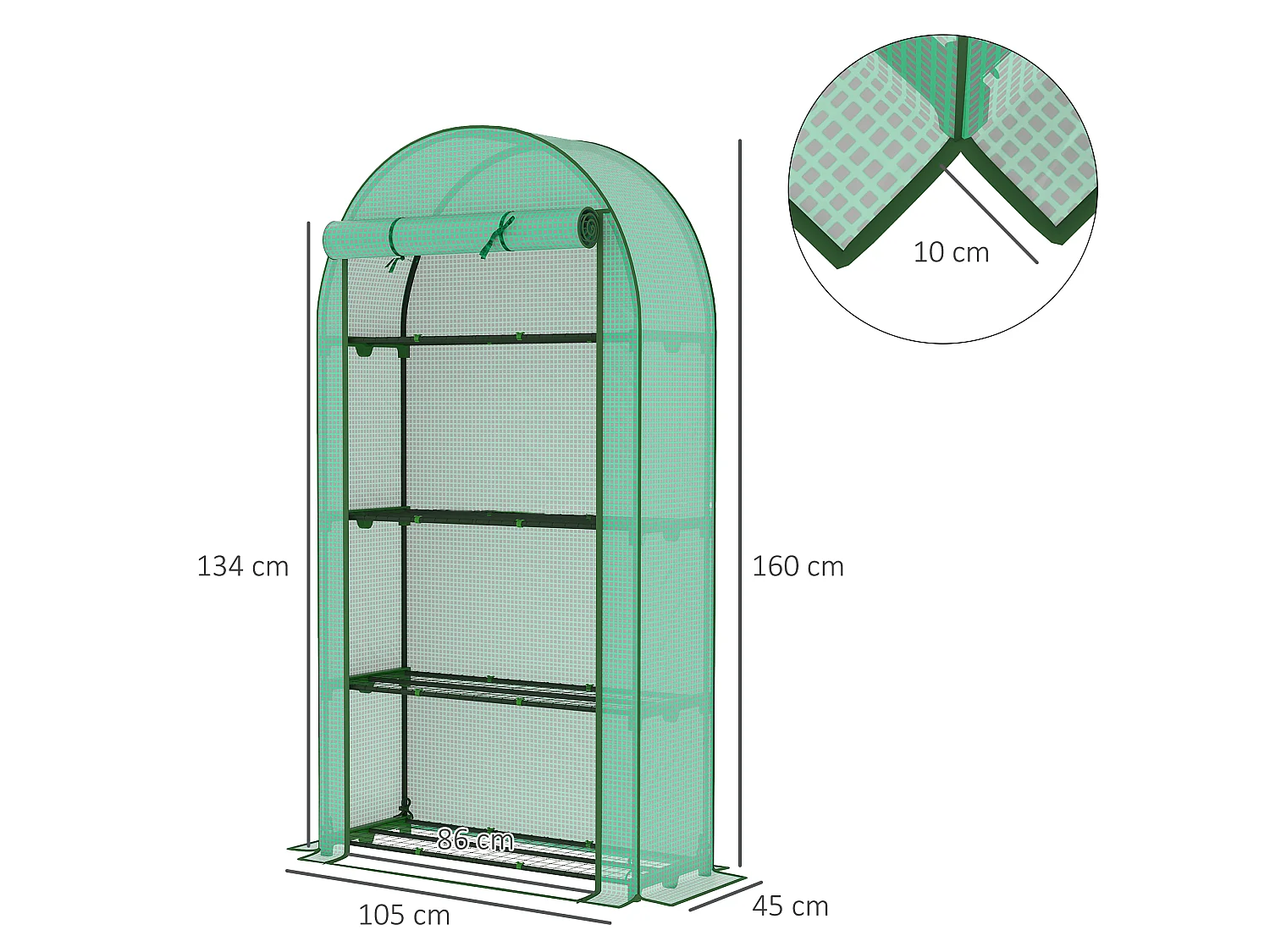 Outsunny 4 Tier Mini Greenhouse with Reinforced PE Cover, Green