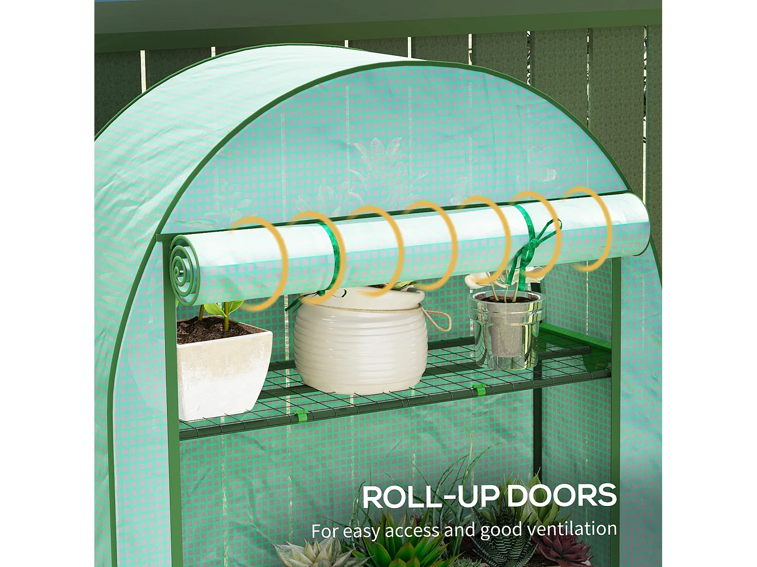 Outsunny 4 Tier Mini Greenhouse with Reinforced PE Cover, Green