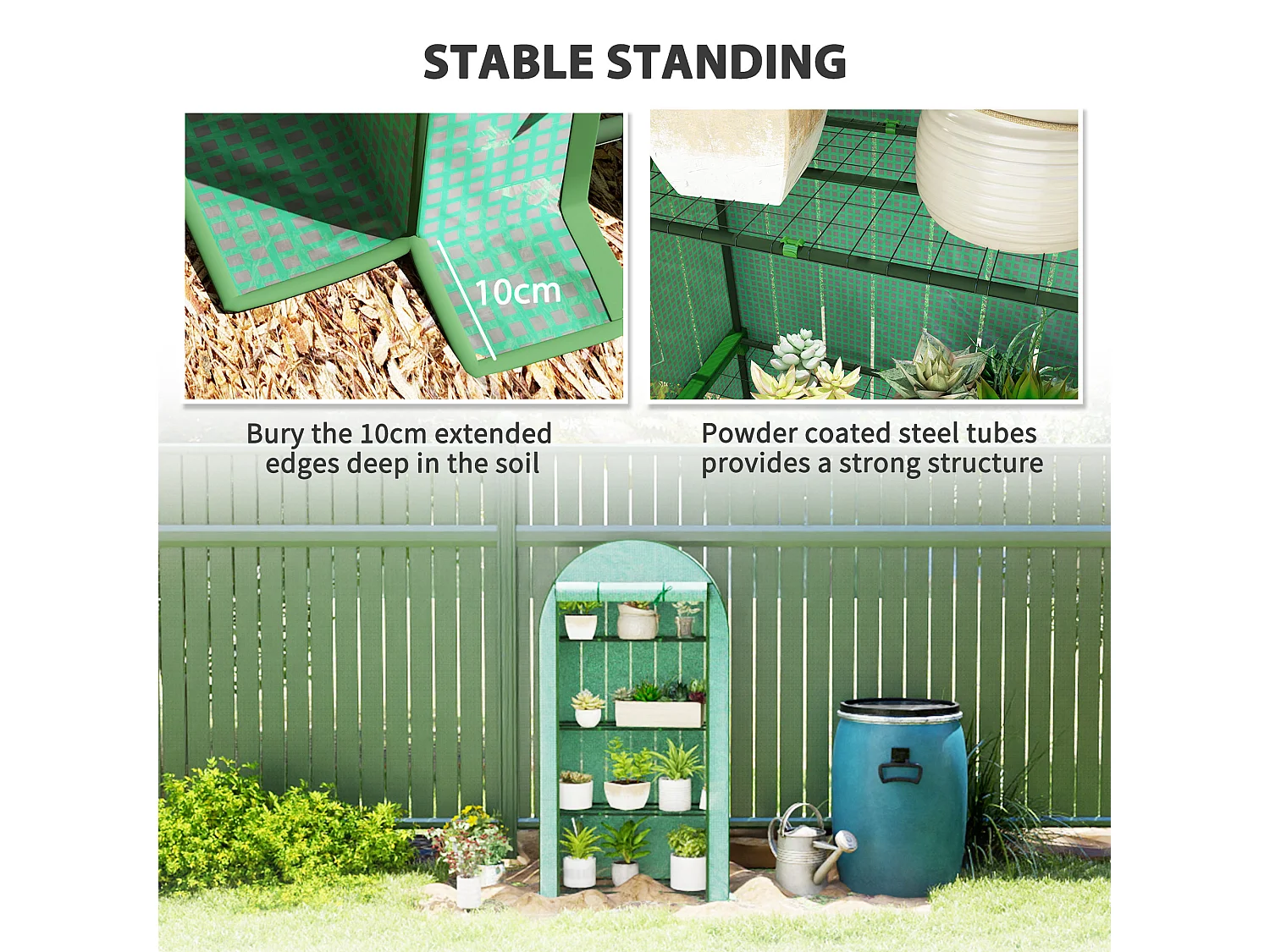 Outsunny 4 Tier Mini Greenhouse with Reinforced PE Cover, Green