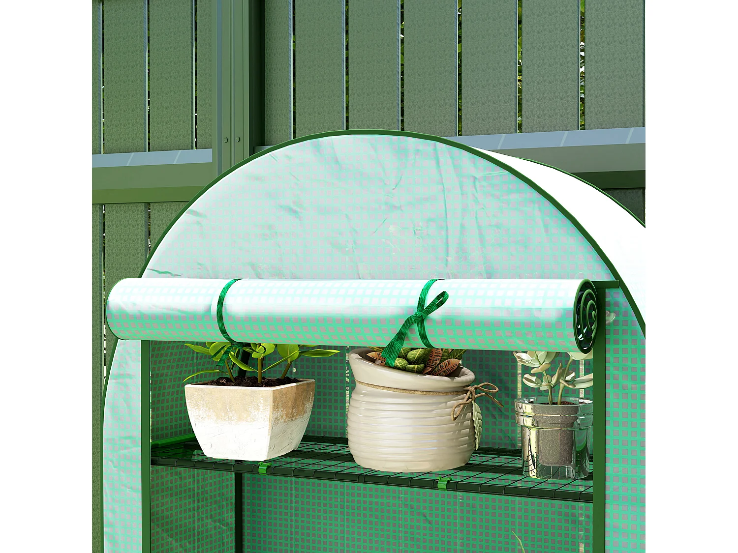 Outsunny 4 Tier Mini Greenhouse with Reinforced PE Cover, Green