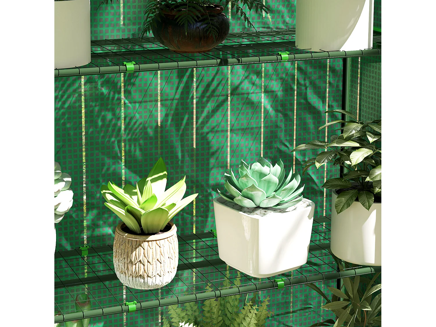 Outsunny 4 Tier Mini Greenhouse with Reinforced PE Cover, Green