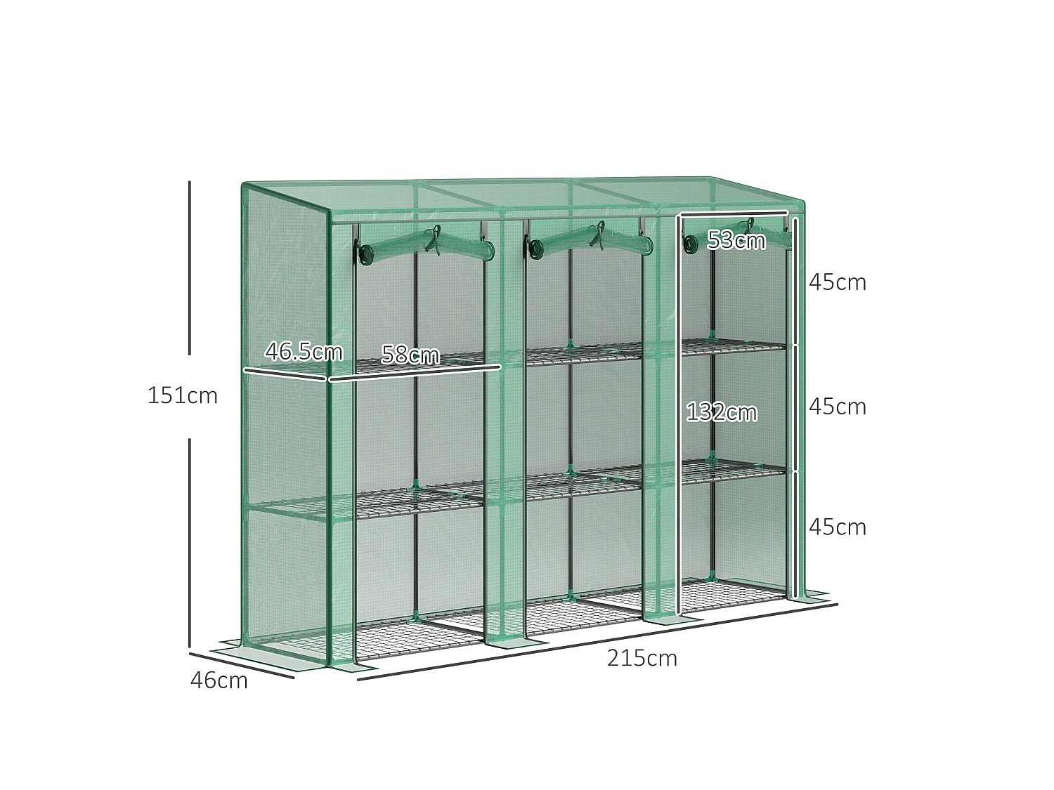 Outsunny 3 Tier Lean-to Mini Greenhouse with PE Cover, Green