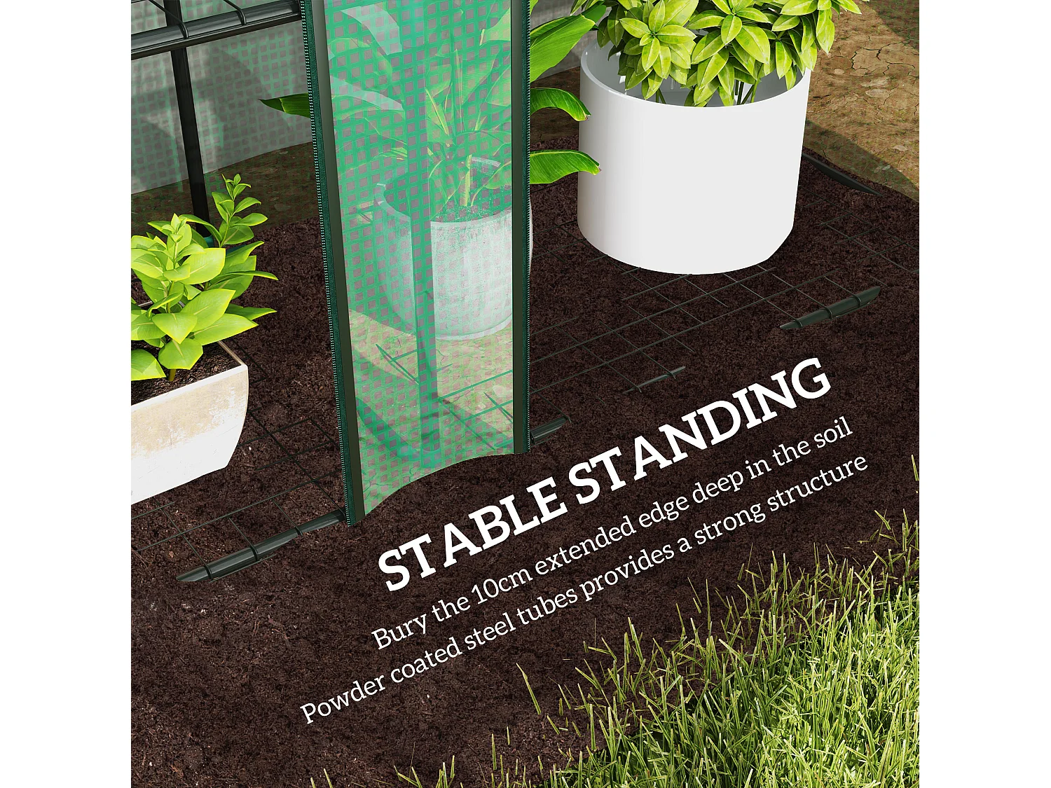 Outsunny 3 Tier Lean-to Mini Greenhouse with PE Cover, Green