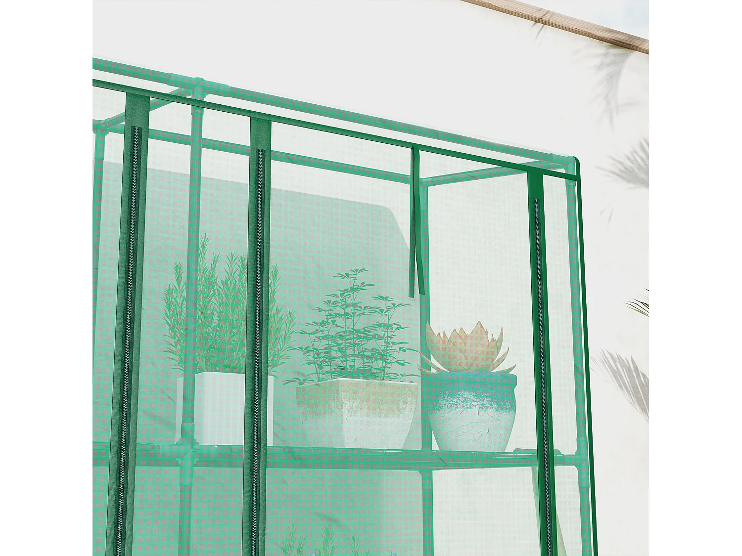 Outsunny 3 Tier Lean-to Mini Greenhouse with PE Cover, Green