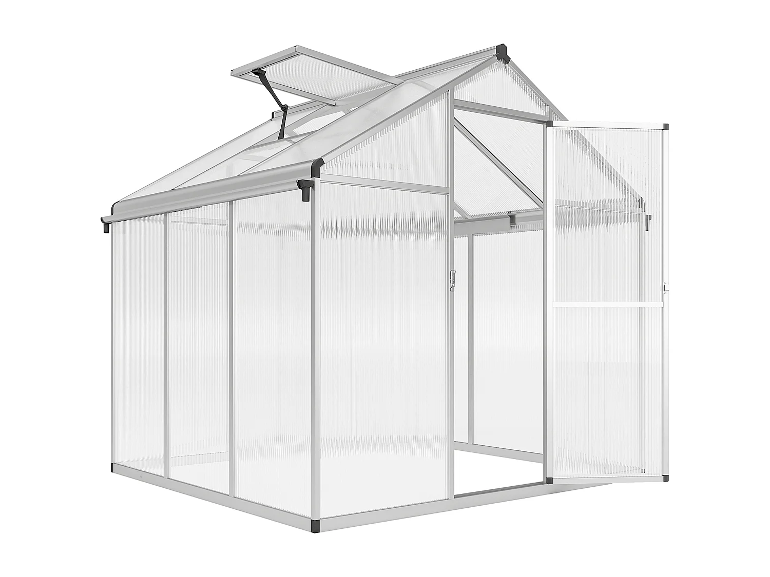 Outsunny 6x6ft Aluminium Greenhouse with/ Door Window Galvanised Base ...