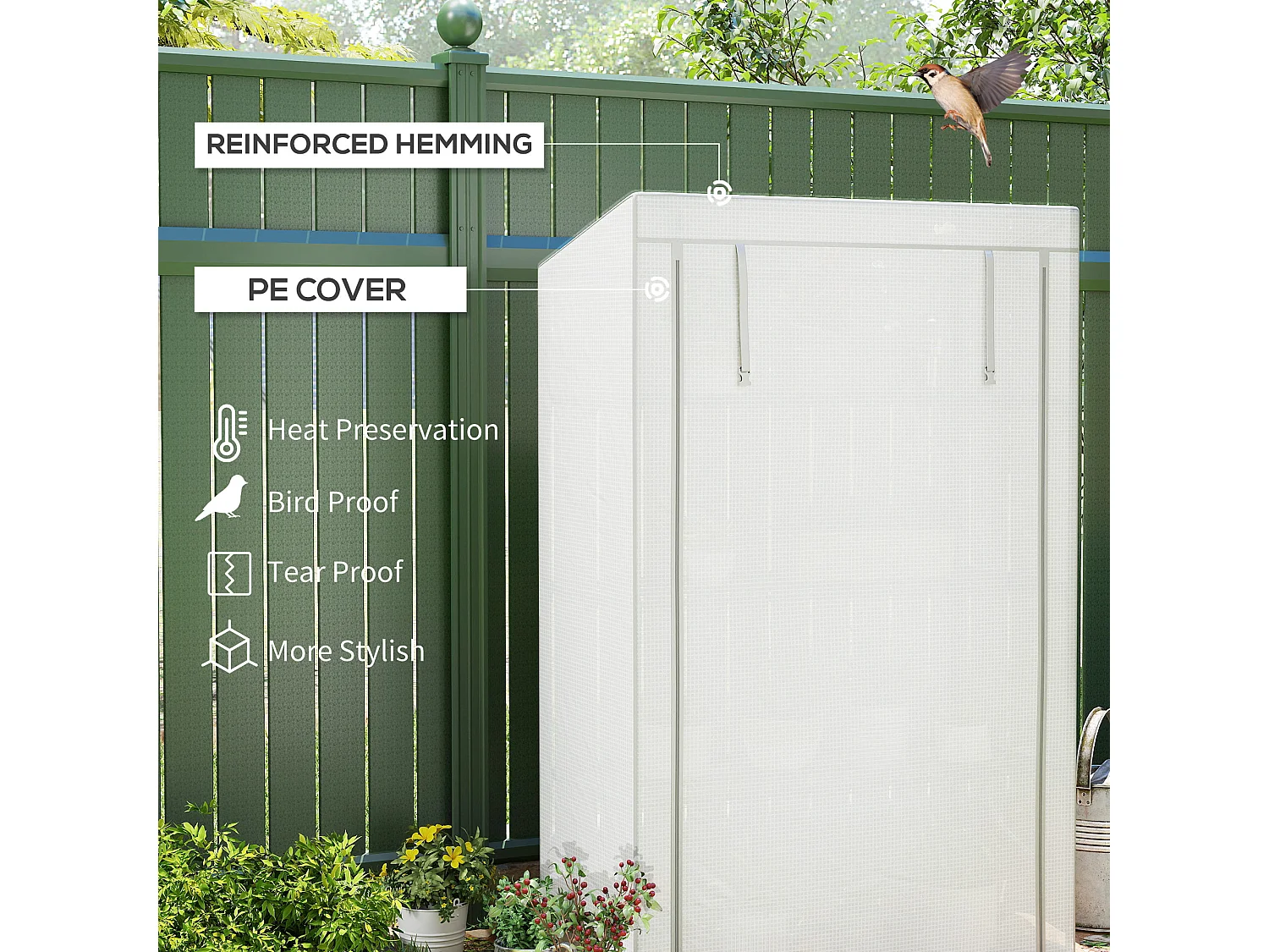 Outsunny 4 Tier Lean-to Mini Greenhouse with Reinforced PE Cover, Grey