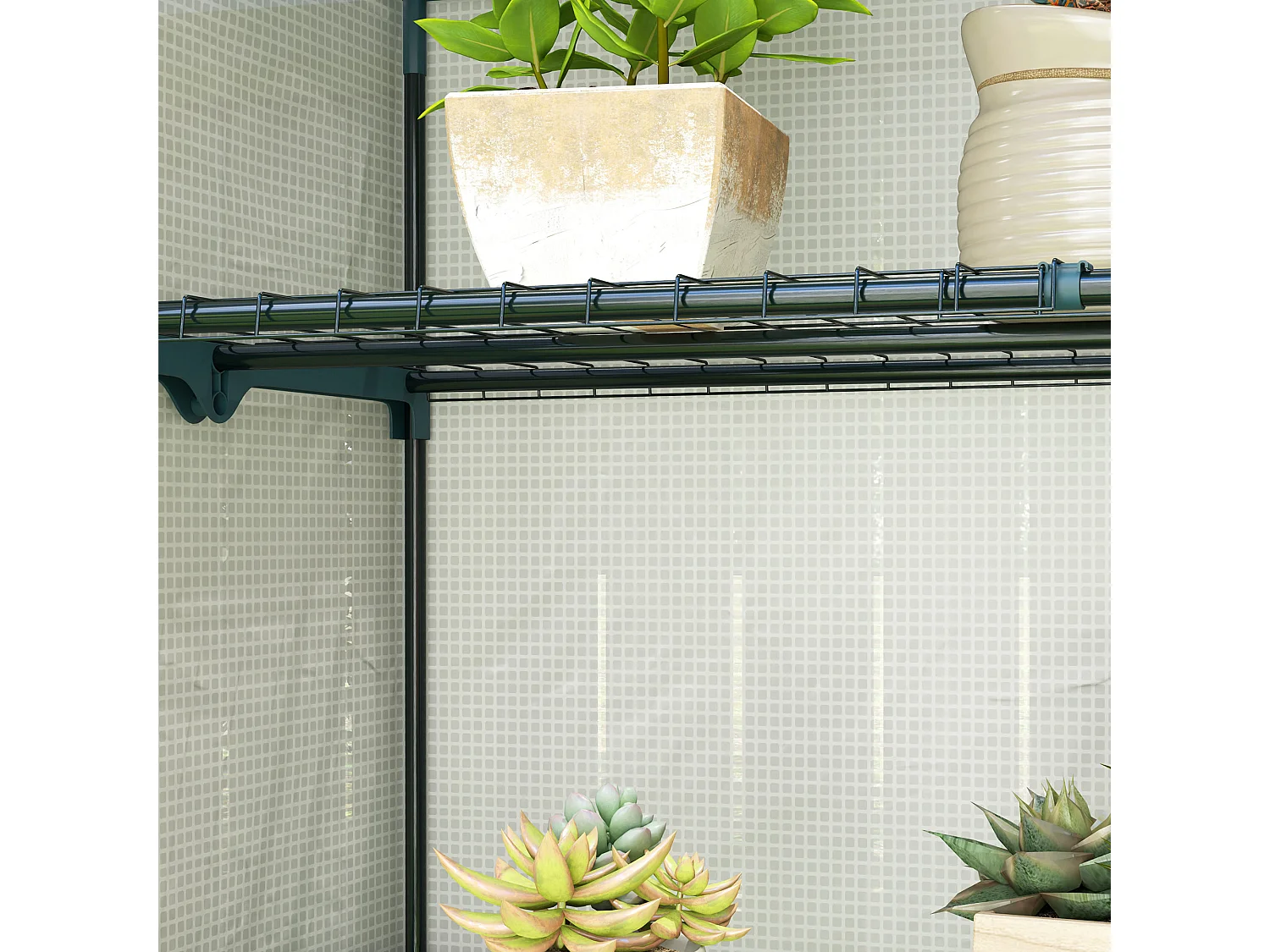 Outsunny 4 Tier Lean-to Mini Greenhouse with Reinforced PE Cover, Grey
