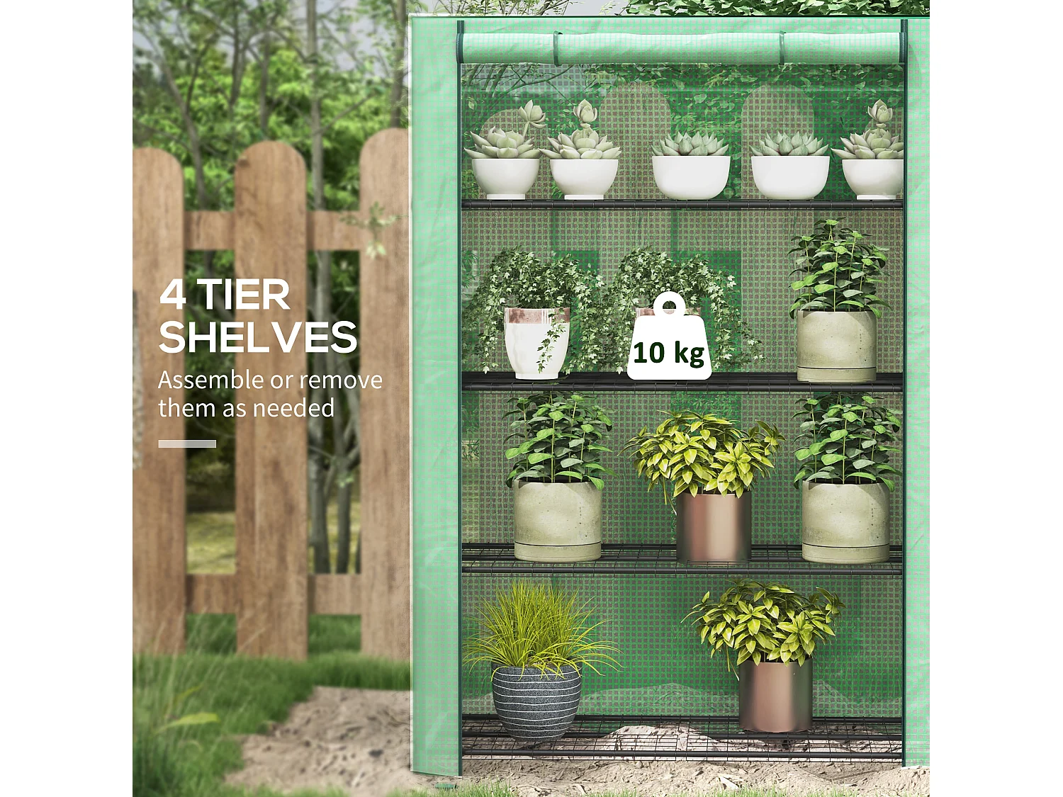 Outsunny Mini Green House with 4 Tier Shelves, 170H x 120W x 50Dcm, Green
