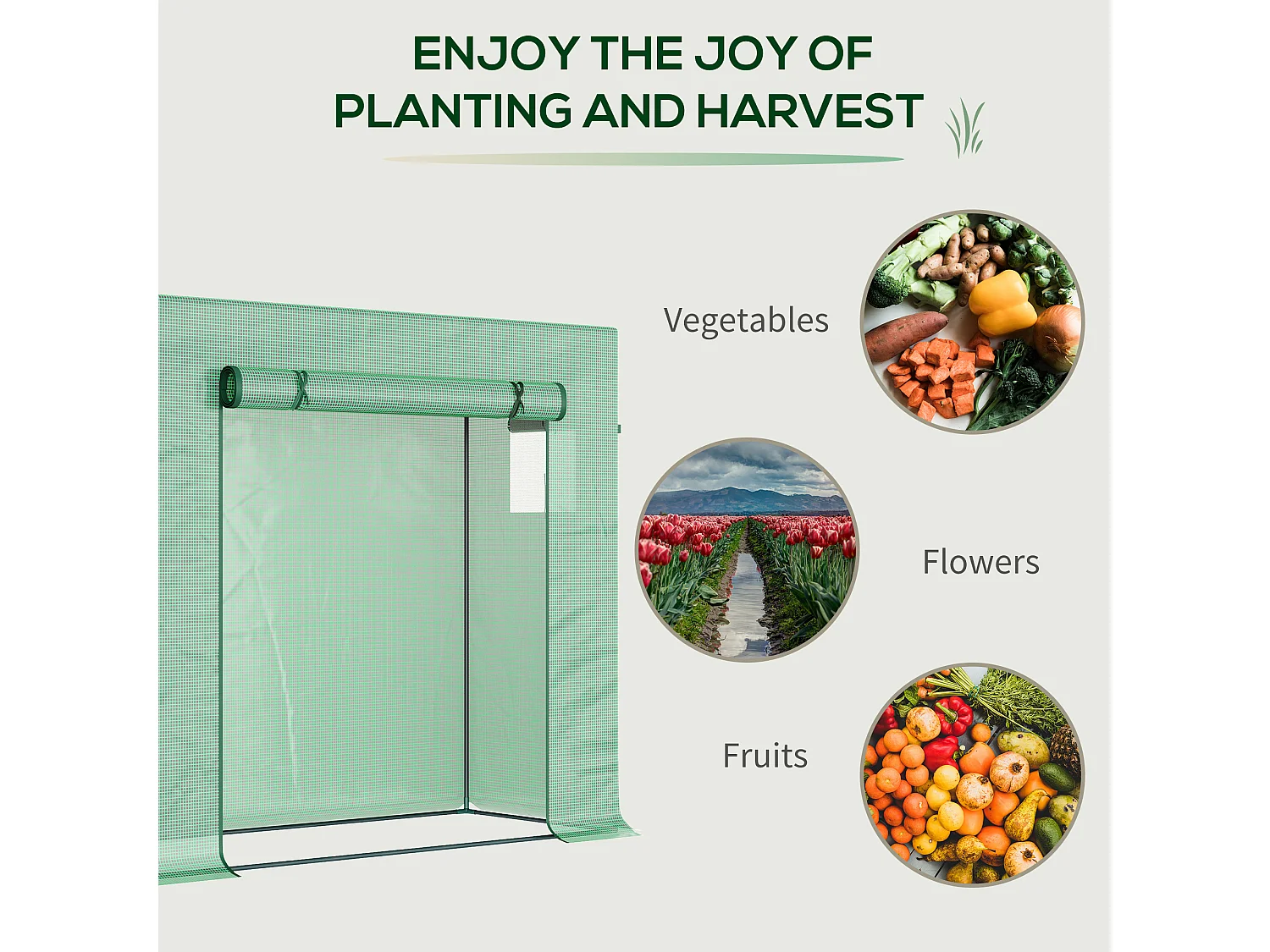 Outsunny 200x76x168cm Walk-in Garden Greenhouse Plant Warm House w/ Roll Up Door