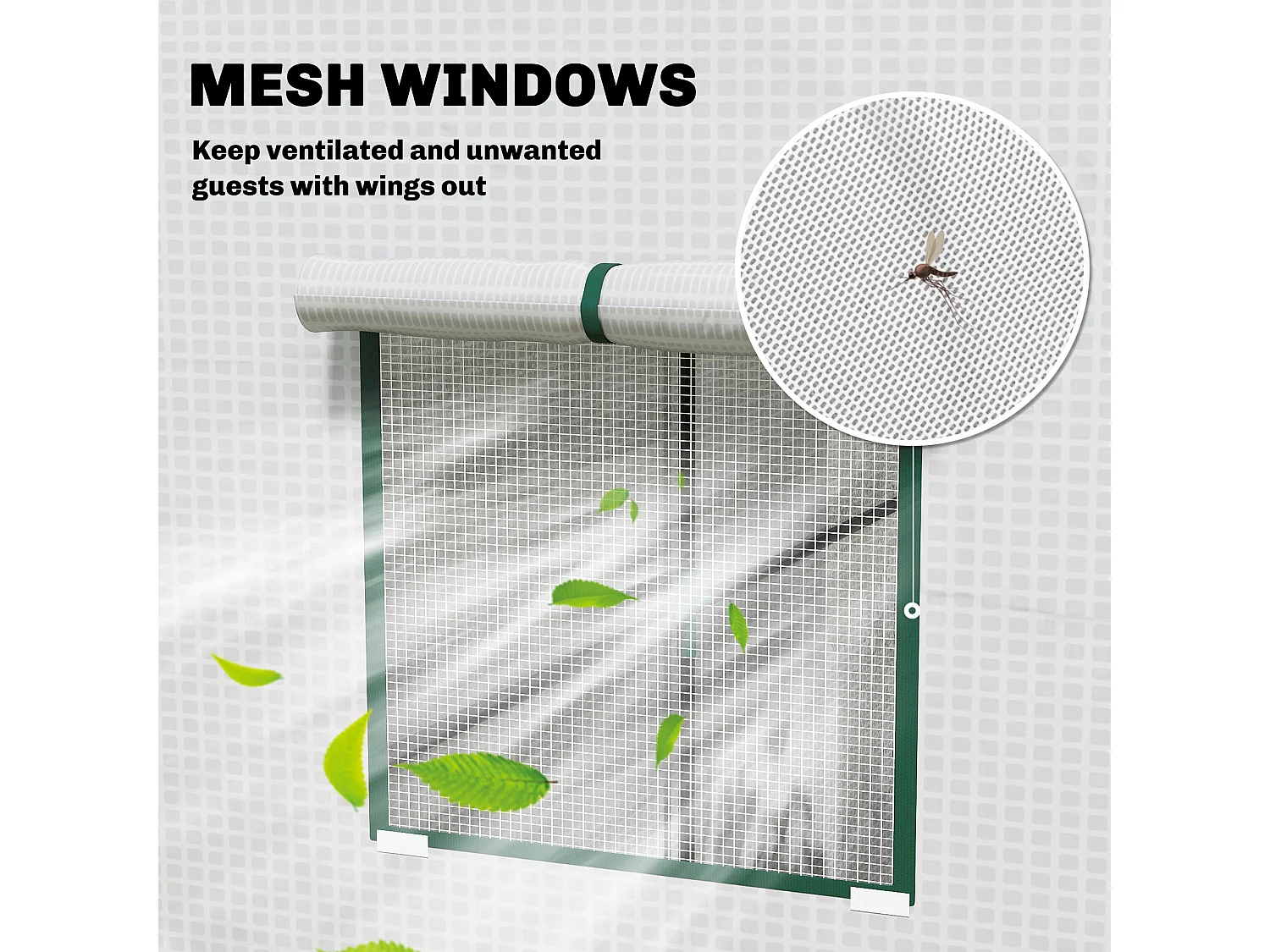Outsunny Walk-in Garden Green House with Large Roll-up Door and 2 Mesh Windows, White