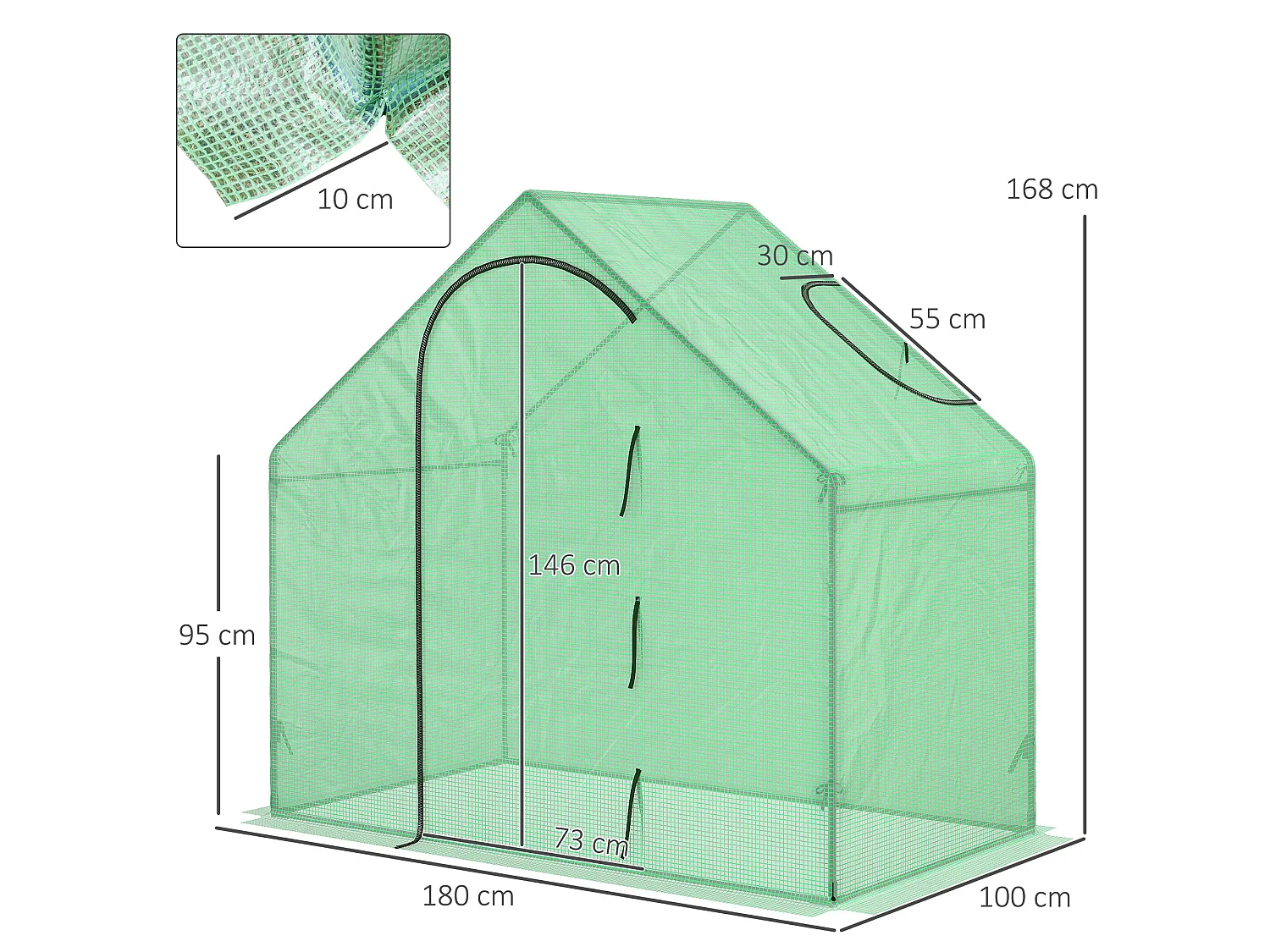 Outsunny Walk-In Portable Greenhouse Mini Grown House Steel Frame Window Green