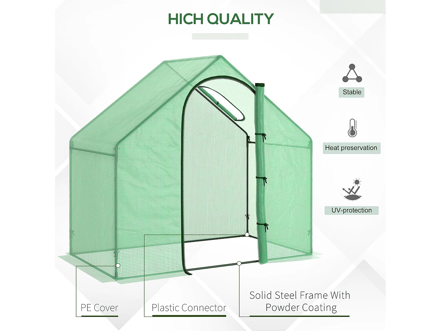 Outsunny Walk-In Portable Greenhouse Mini Grown House Steel Frame Window Green