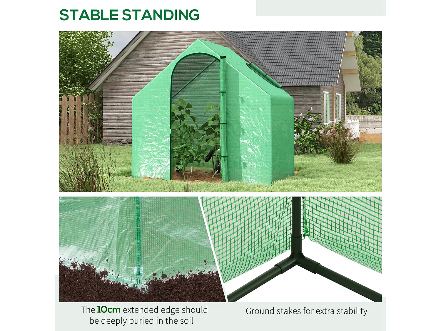 Outsunny Walk-In Portable Greenhouse Mini Grown House Steel Frame Window Green