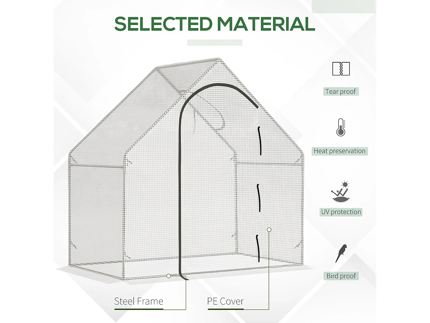 Outsunny Walk-In Portable Greenhouse Mini Grown House Steel Frame Window White