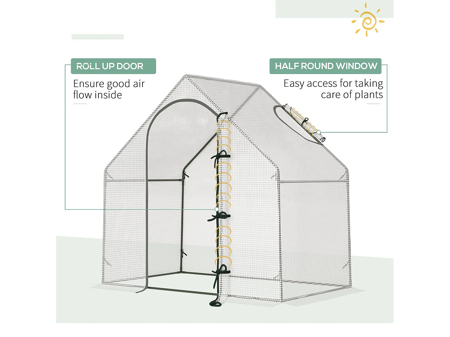Outsunny Walk-In Portable Greenhouse Mini Grown House Steel Frame Window White